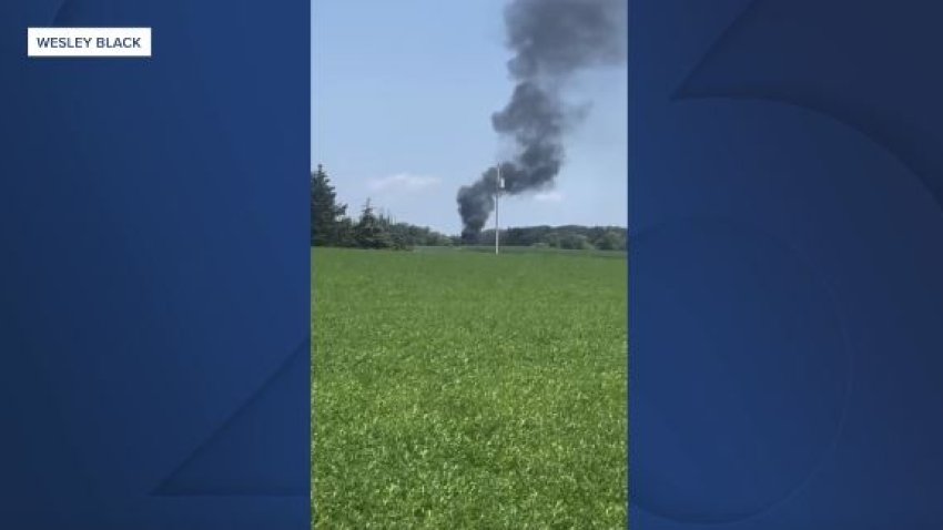 Cell phone video captures smoke from plane crash in Wisconsin that killed Philadelphia man.