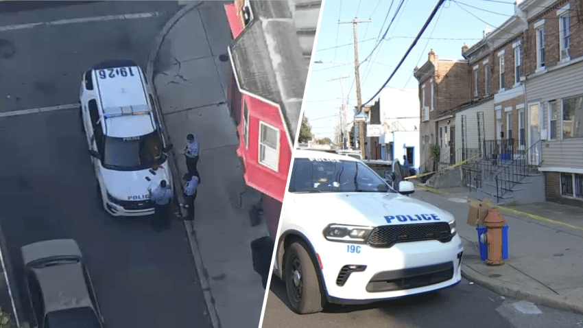 Police on scene investigating a shooting in West Philadelphia on Wednesday